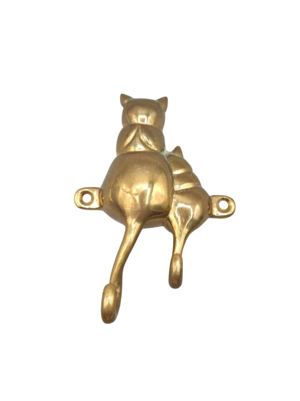 Cat-Shaped Brass Wall Hook Double Hook Design Vintage Style Home Decor Accent